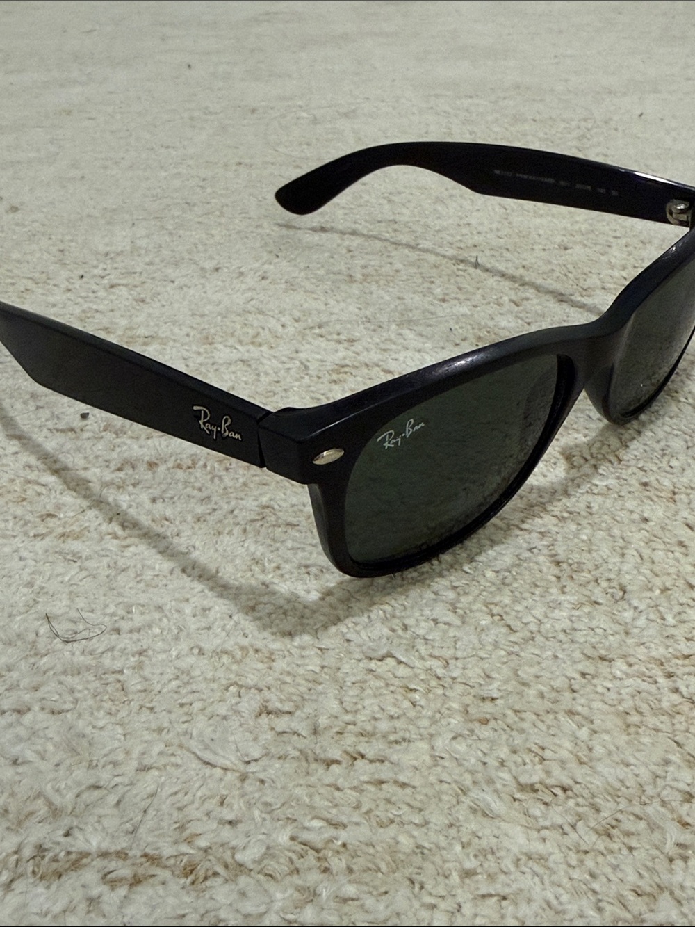 Ray-Ban Black Frame Sunglasses with Green Lenses